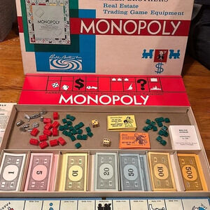 vintage 1961 parker bros real estate trading MONOPOLY board game toy collectible